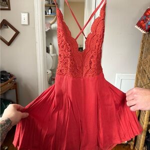 Lulu's Red Lace Skater Dress
